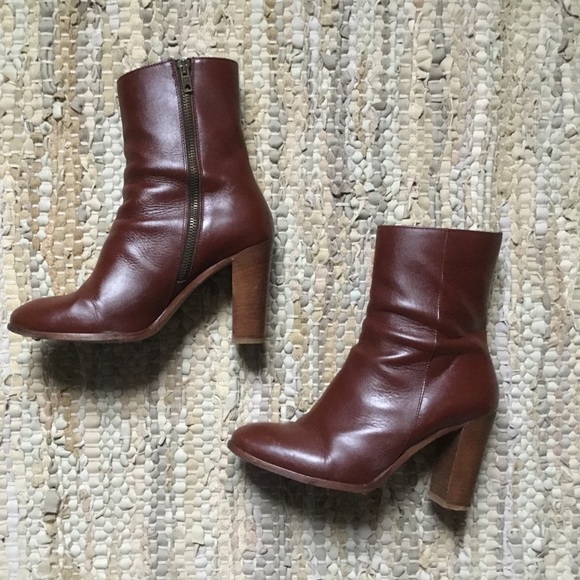 Barneys New York Stacked Leather Ankle Boots - Picture 8 of 8